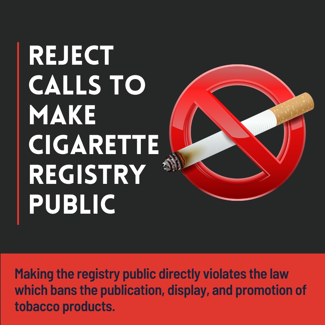 Reject MSCSPGA’s Calls to Publish Cigarette Registry